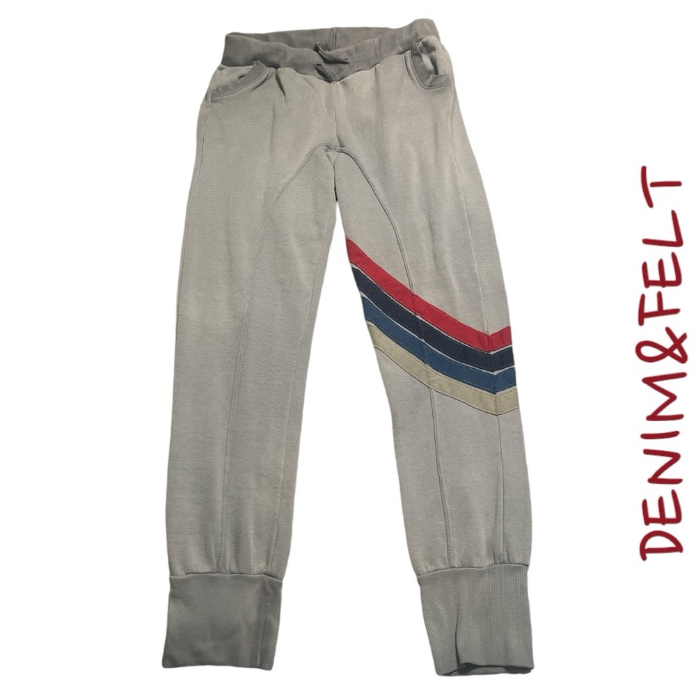 Aviator Nation Gray Joggers with Red and Navy Stripes